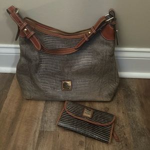 Dooney & Bourke Lizard Embossed Hobo Bag With Matching Wallet